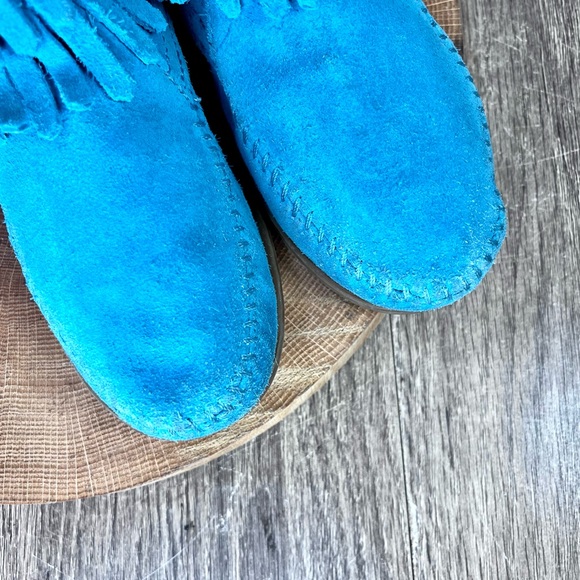 *Minnetonka | 244062 Kids' Double Fringe Side Zip Blue Boots Size 13 Toddler - Picture 9 of 16